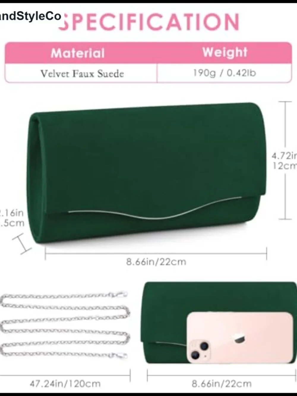 Women's Faux Suede Envelope Clutch Chain Evening Bag